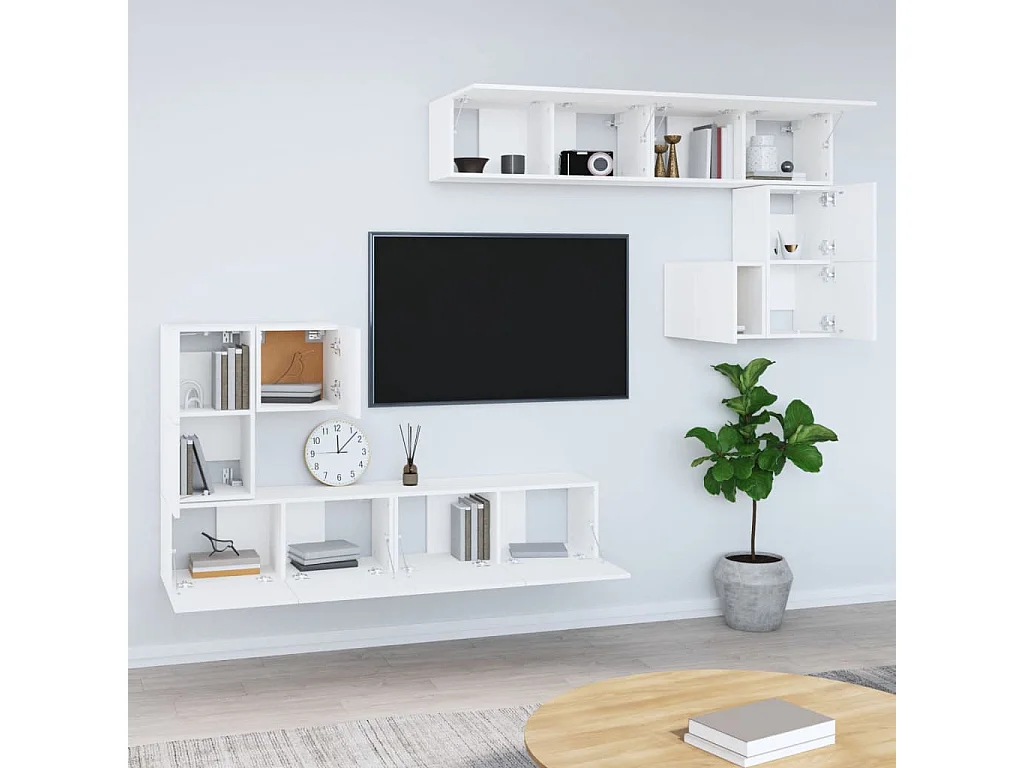 Mueble TV de pared Madera contrachapada Blanco