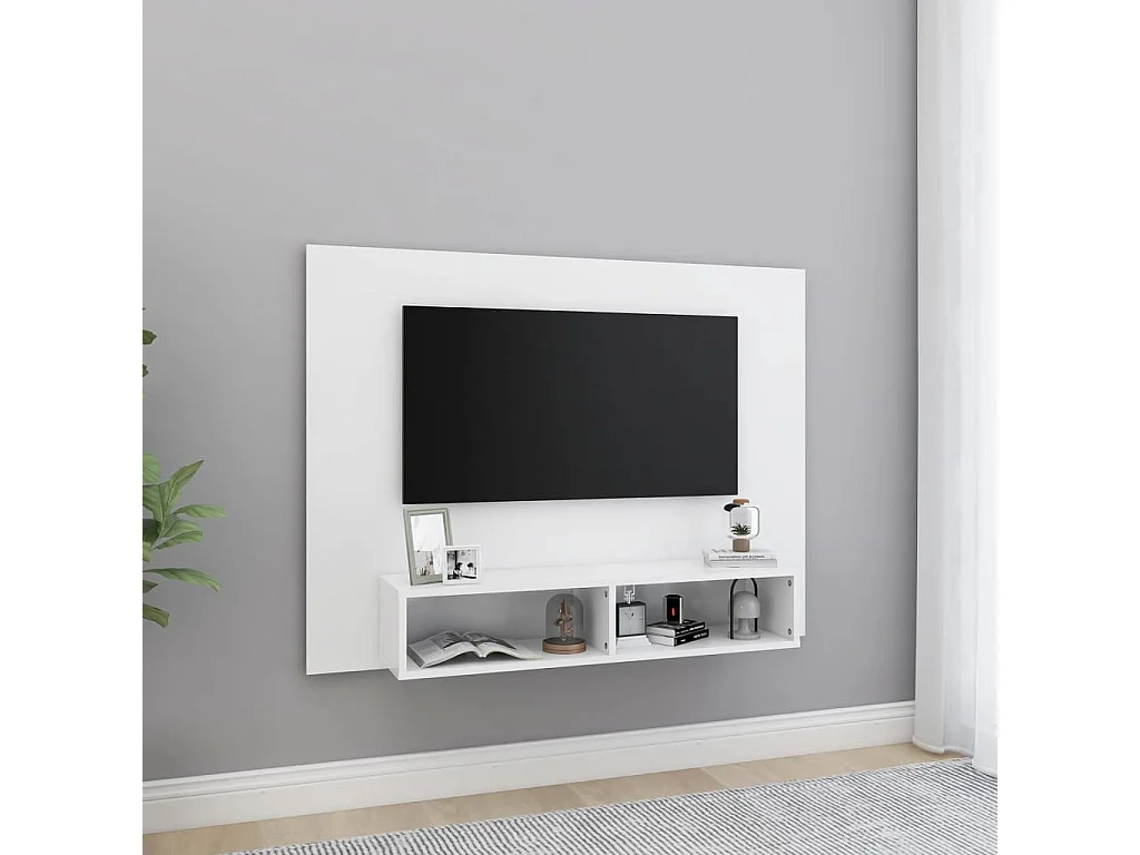 Mobile TV a parete Bianco 120x23,5x90 cm in truciolare