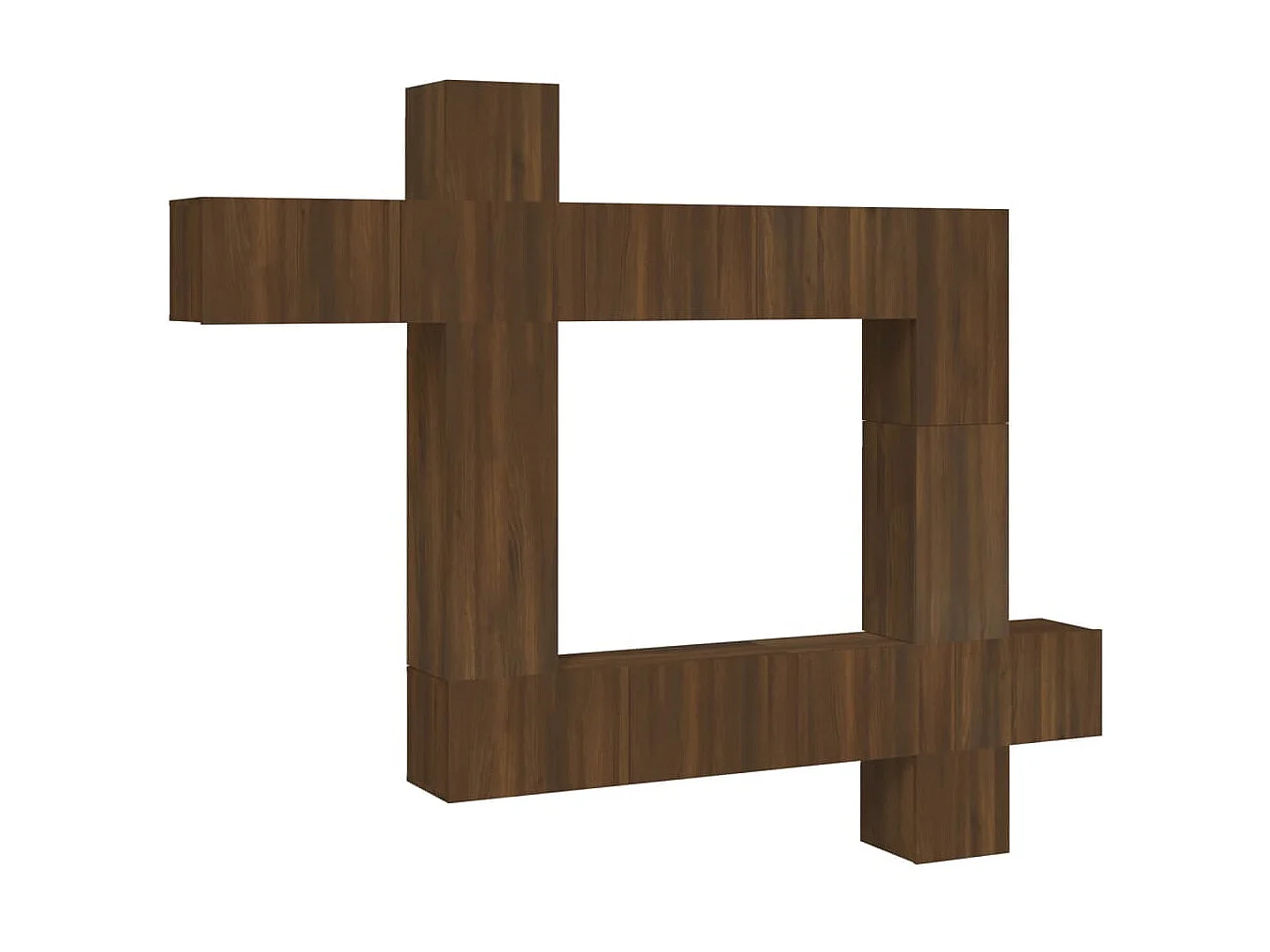 9-teiliges TV-Ständer-Set aus braunem Eichenholzwerkstoff