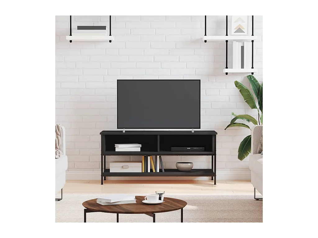 Schwarzer TV-Schrank 100x35x45 cm aus Holzwerkstoff