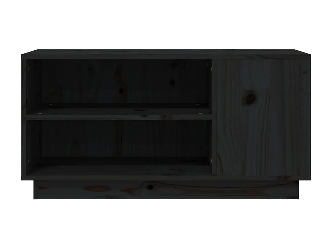 Móvel TV preto 80x35x40,5 cm Madeira maciça de pinho