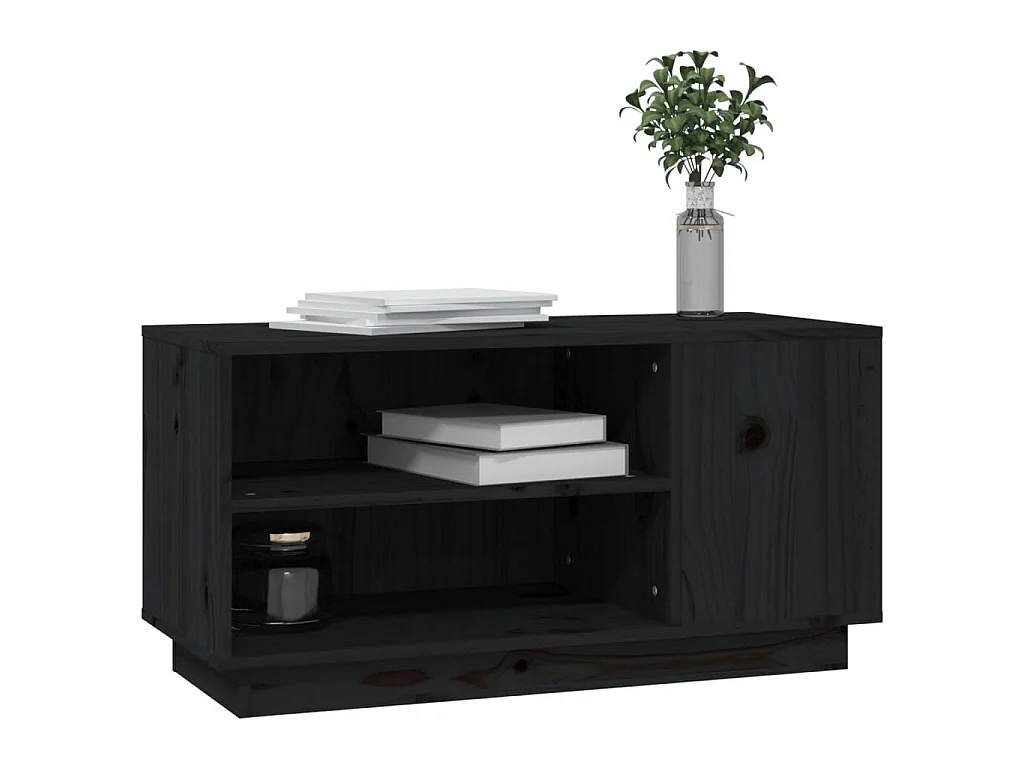 Meuble TV Noir 80x35x40,5 cm Bois de pin massif