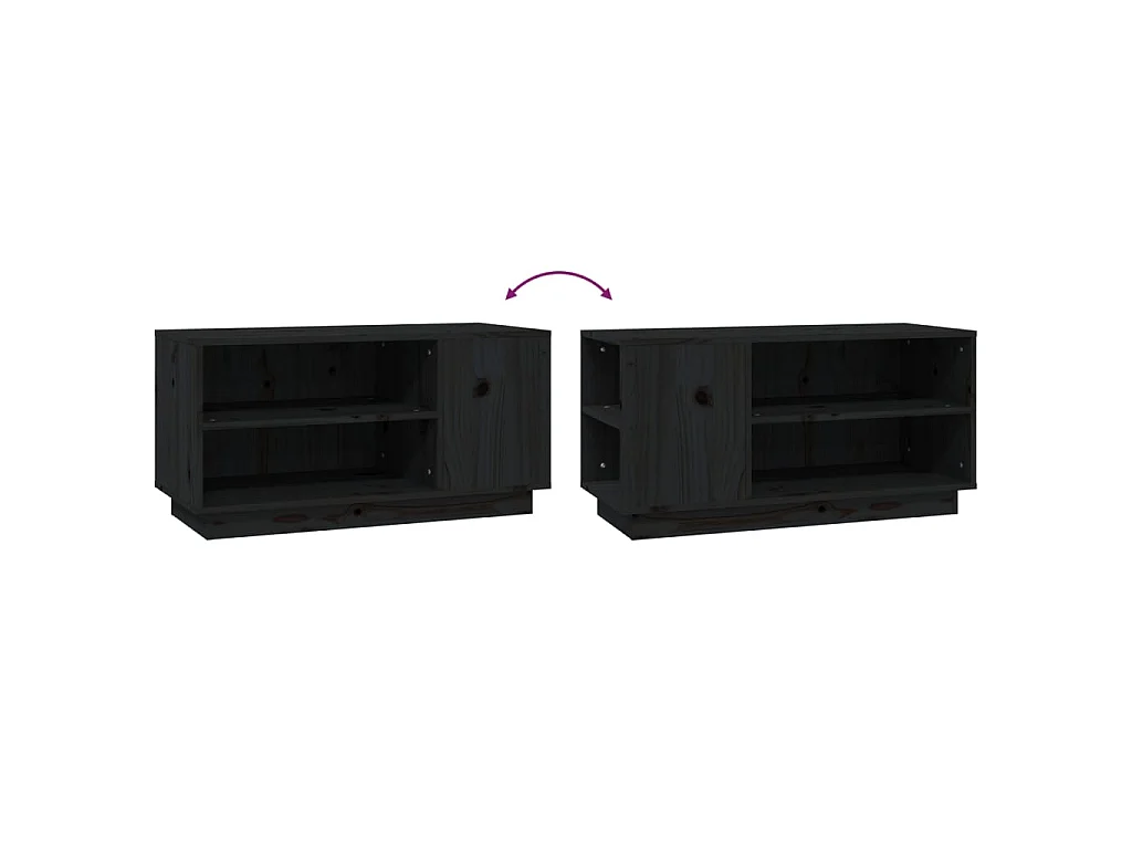 Meuble TV Noir 80x35x40,5 cm Bois de pin massif