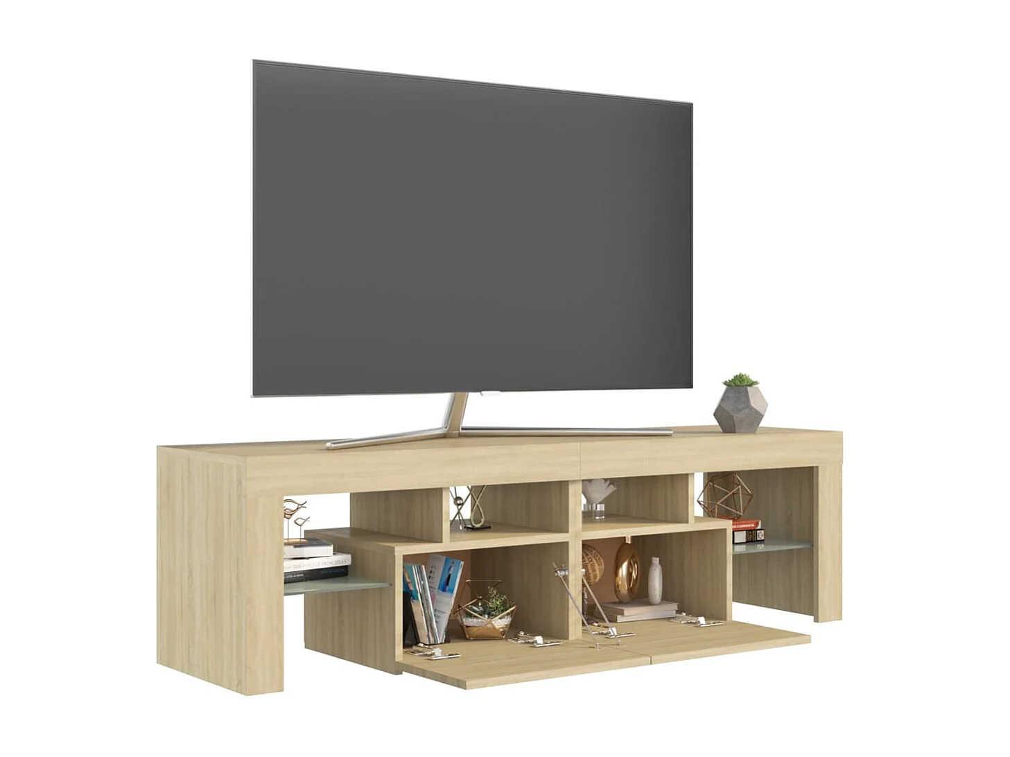Mueble TV con luces LED roble Sonoma 140x36,5x40 cm