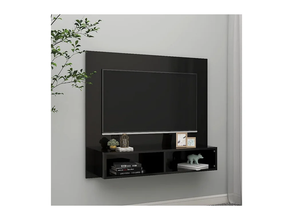 TV-meubel voor wandmontage Glanzend zwart 102x23,5x90 cm Spaanplaat