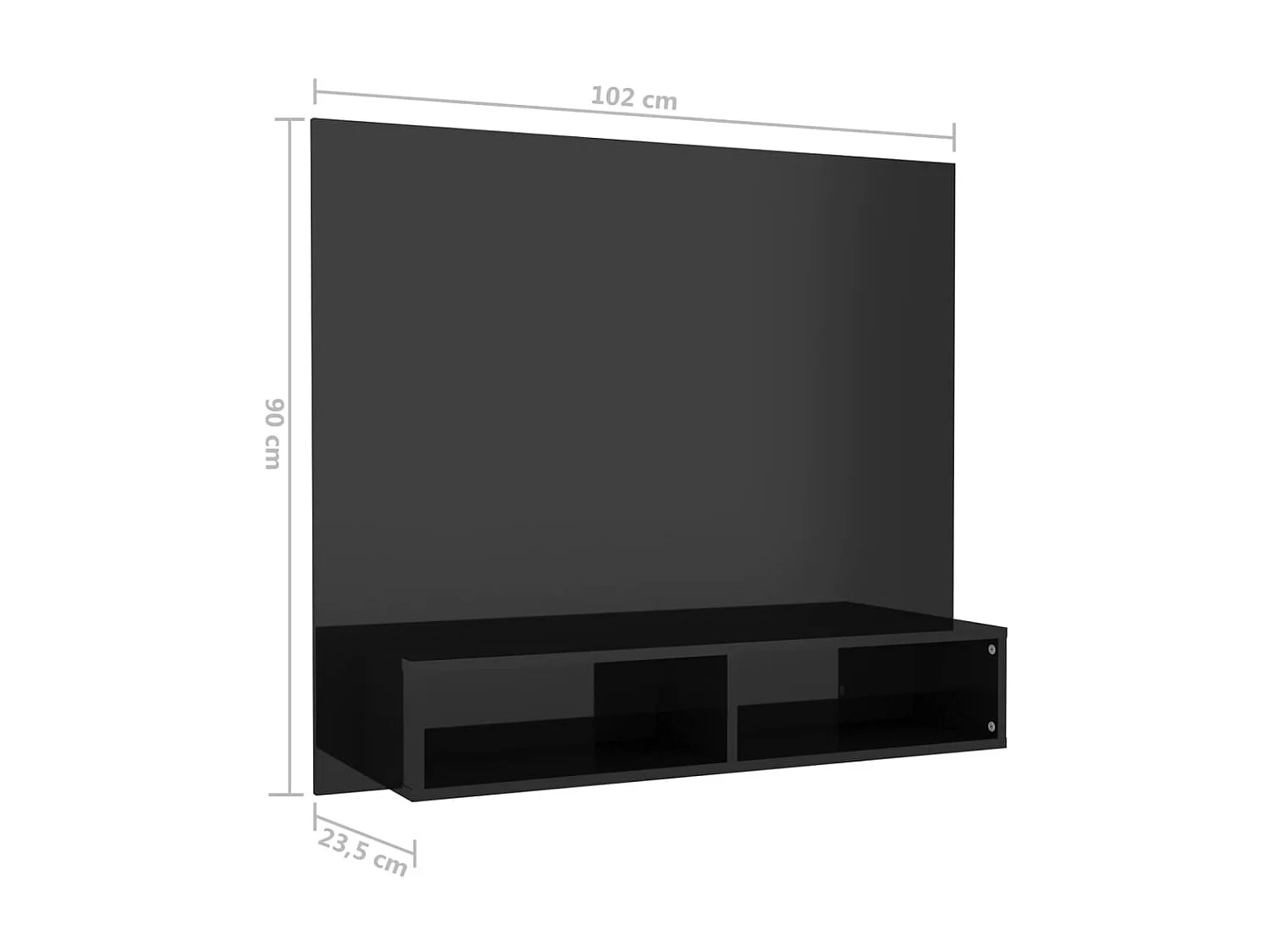 Mueble TV de pared Aglomerado negro brillo 102x23,5x90 cm