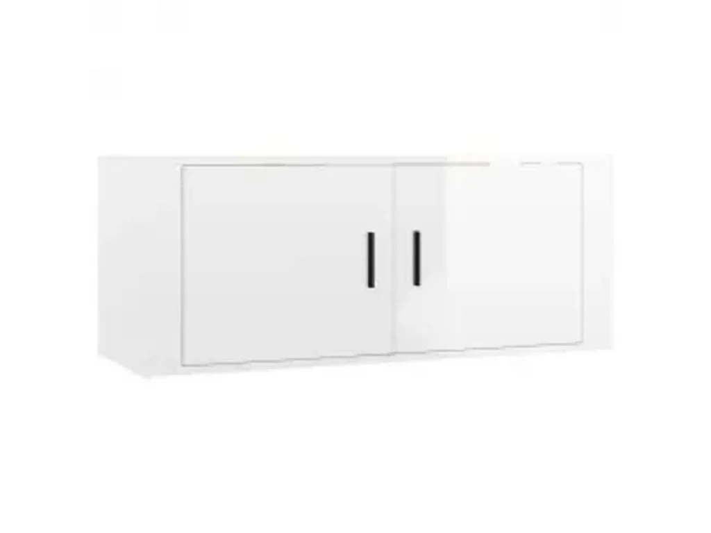 3-teiliges TV-Ständer-Set aus glänzend weißem Holzwerkstoff