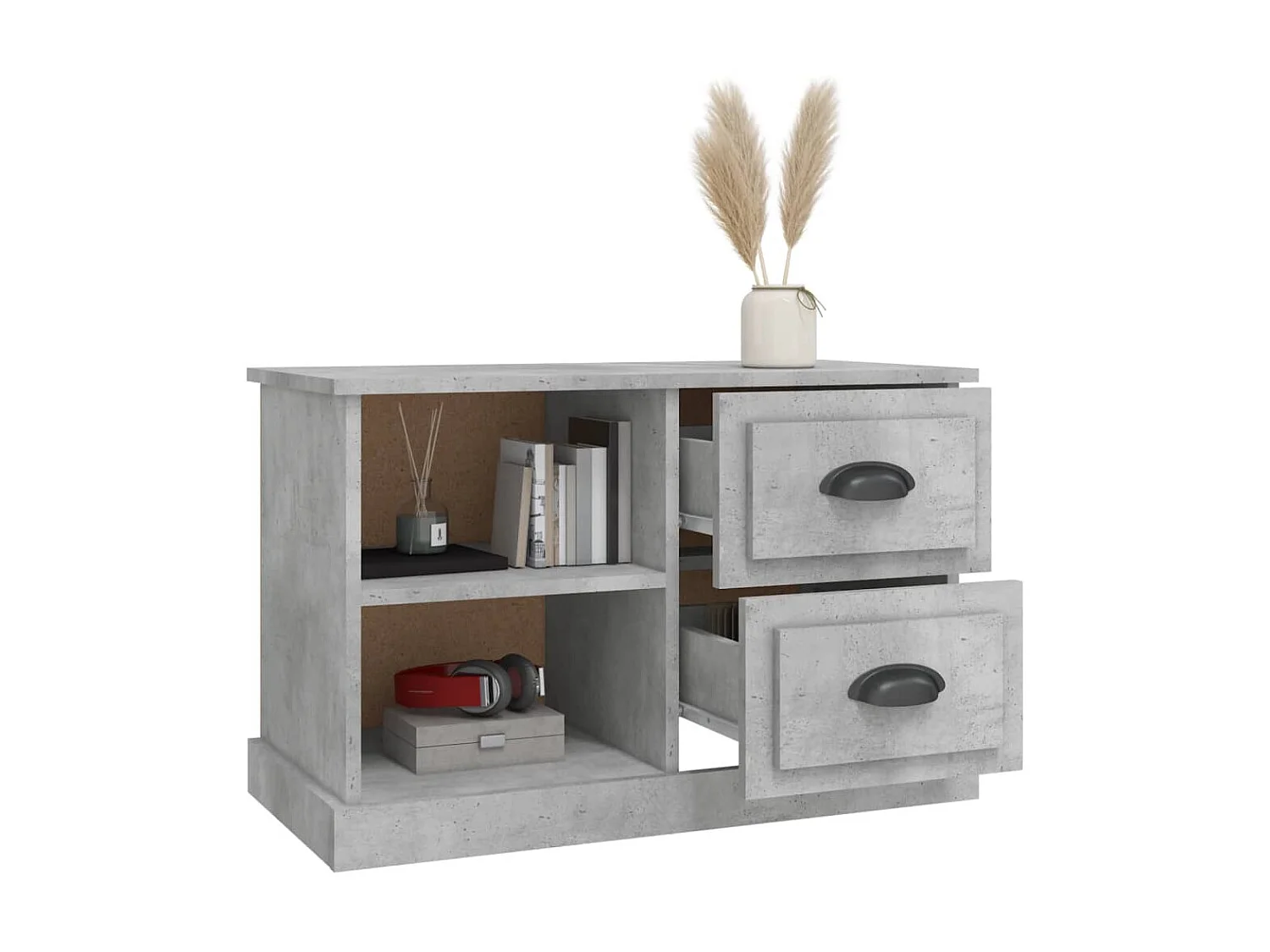 Mueble TV gris cemento 73x35,5x47,5 cm madera contrachapada