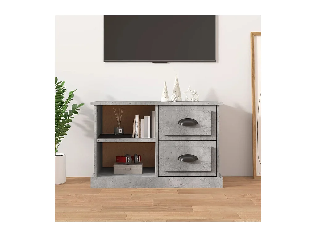 Meuble TV gris béton 73x35,5x47,5 cm bois d'ingénierie