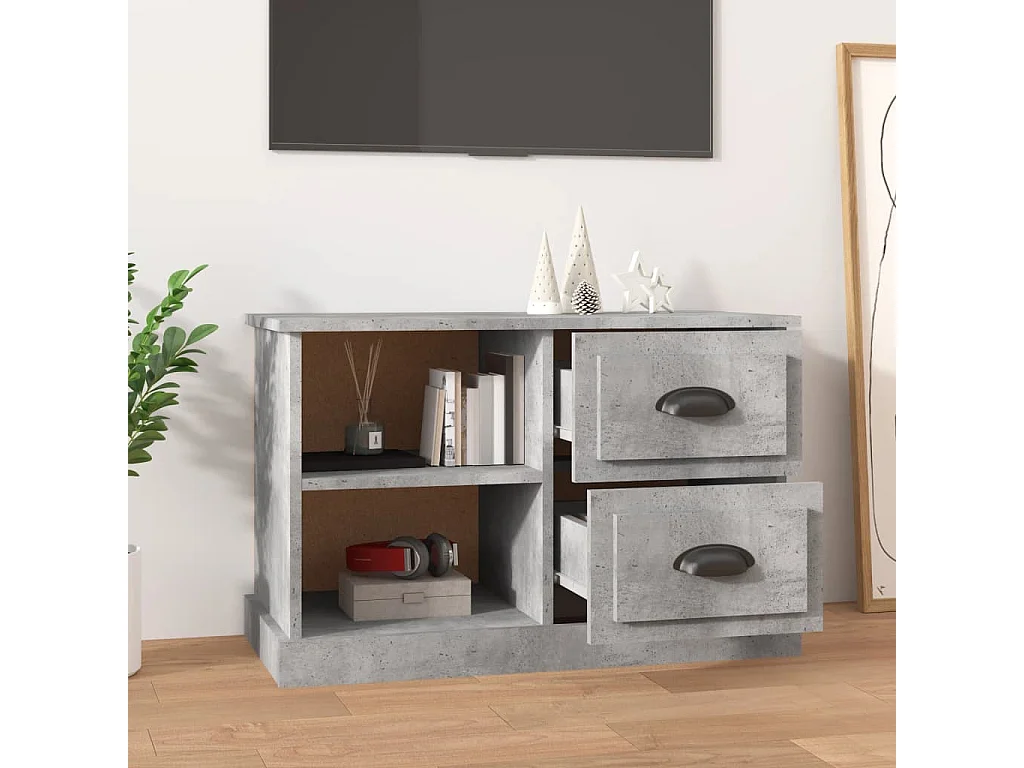 Meuble TV gris béton 73x35,5x47,5 cm bois d'ingénierie