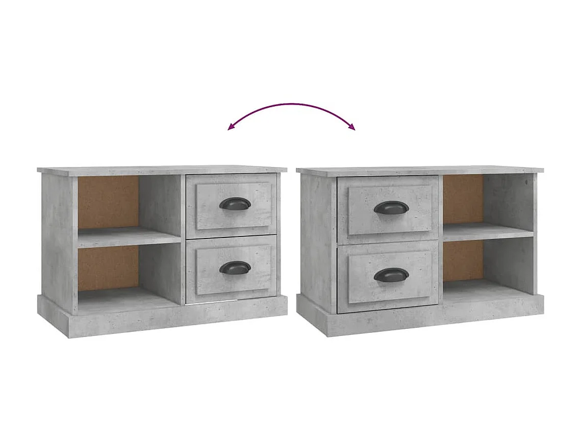 Meuble TV gris béton 73x35,5x47,5 cm bois d'ingénierie