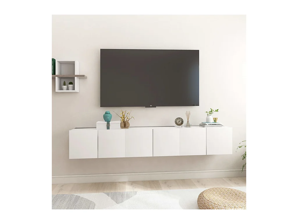 Hangende TV-kasten 3 stuks Wit 60x30x30 cm