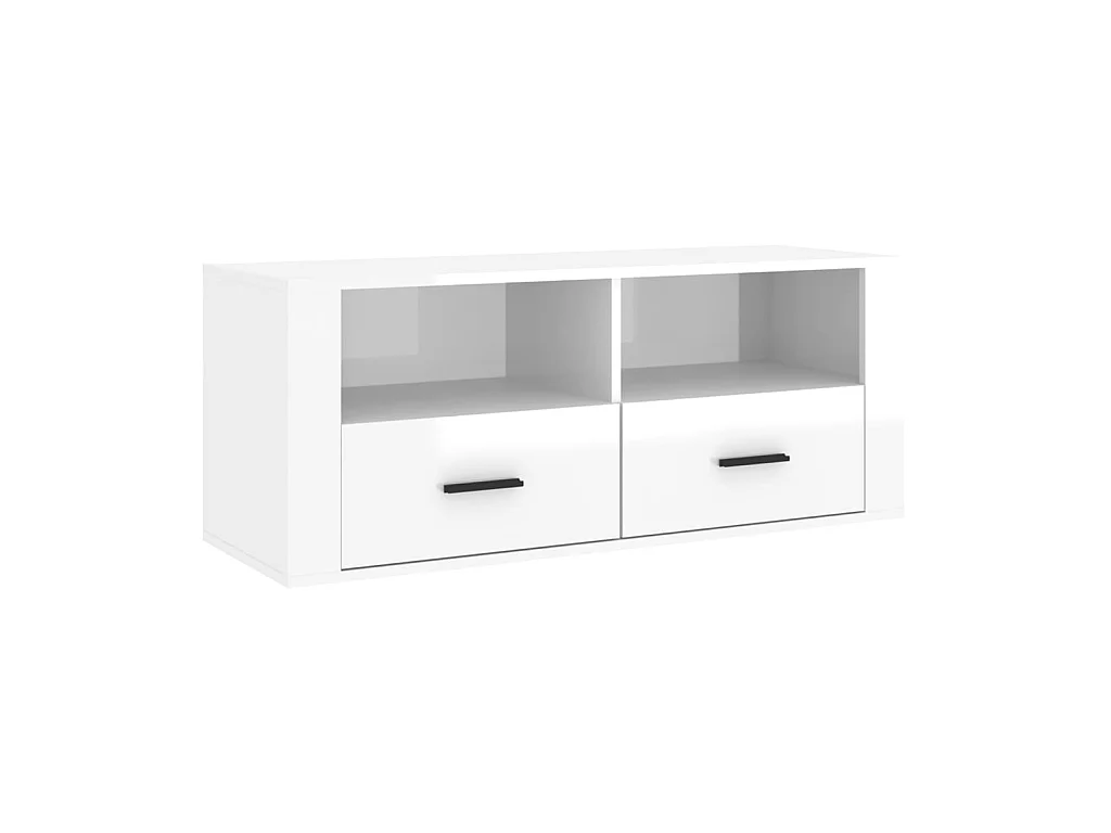 TV-meubel Glanzend wit 100x35x40 cm Bewerkt hout