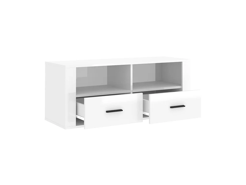 TV-meubel Glanzend wit 100x35x40 cm Bewerkt hout