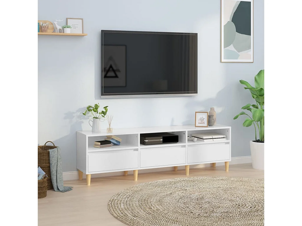 Glanzend wit TV-meubel 150x30x44,5 cm samengesteld hout