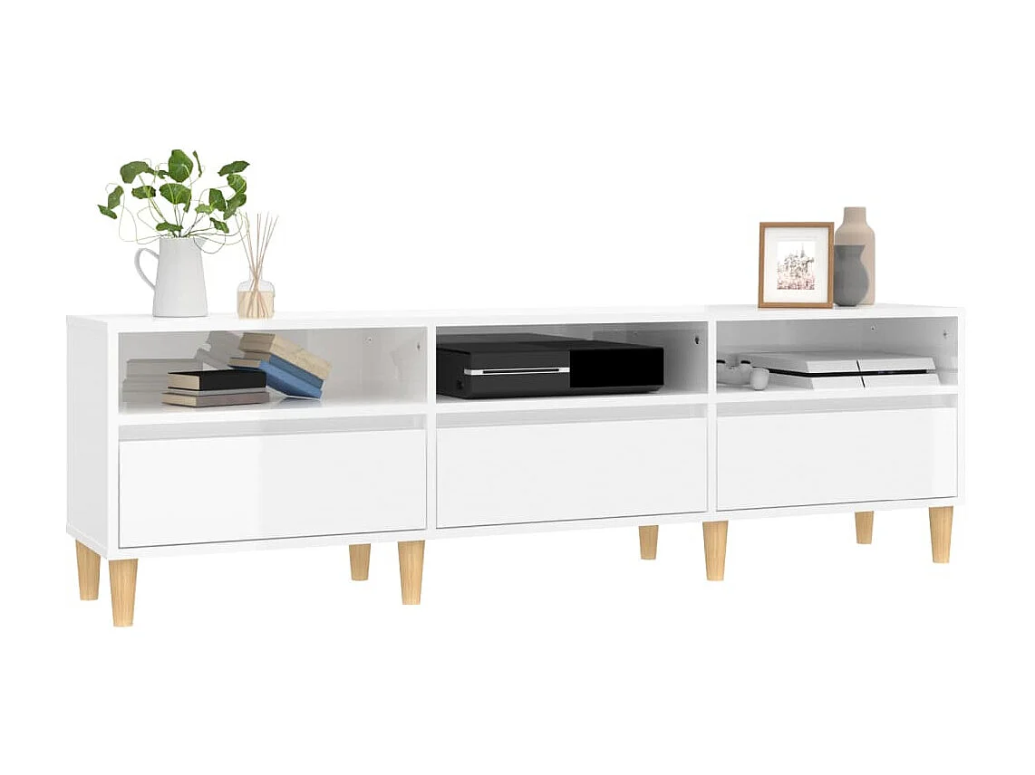 Glanzend wit TV-meubel 150x30x44,5 cm samengesteld hout