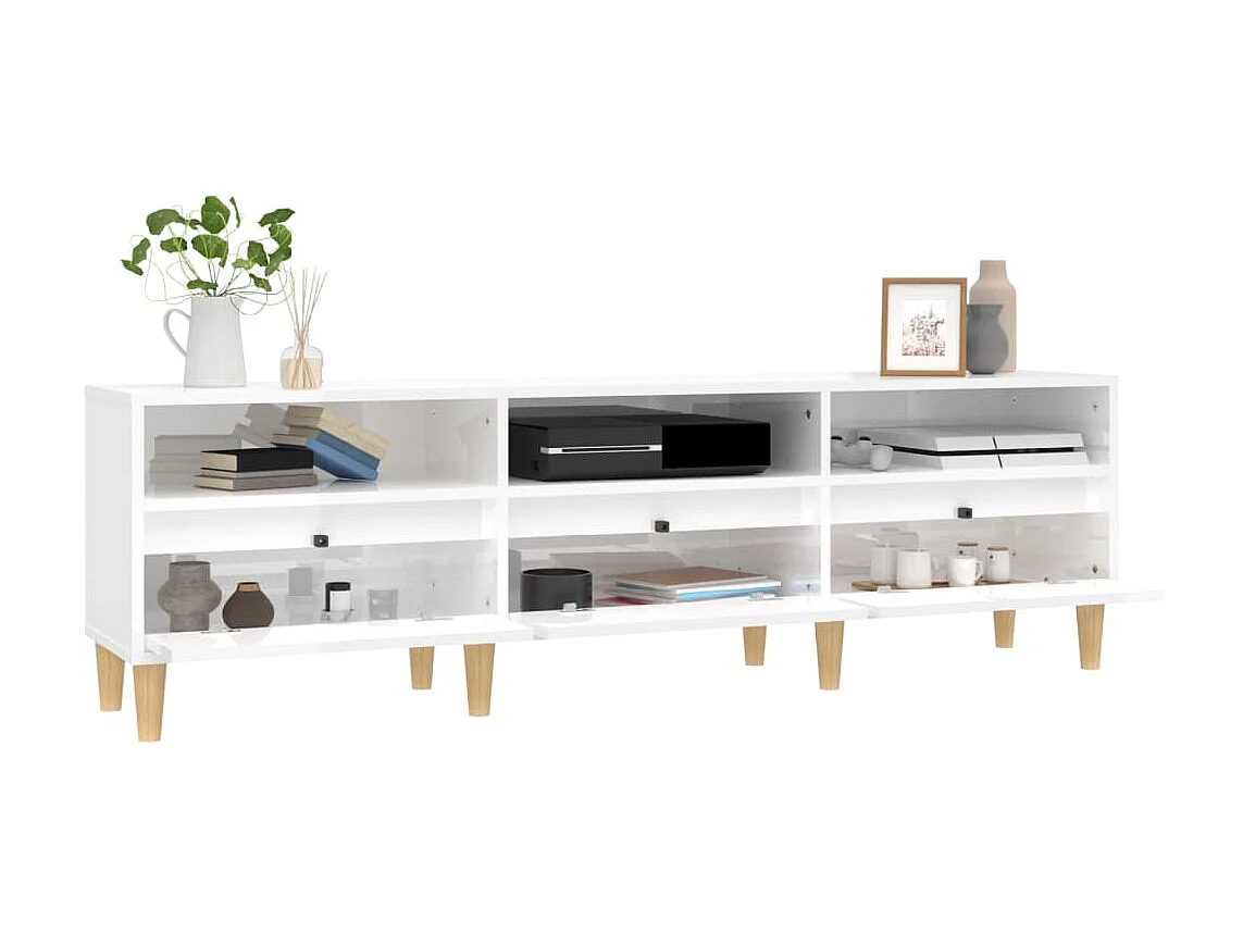 Glanzend wit TV-meubel 150x30x44,5 cm samengesteld hout