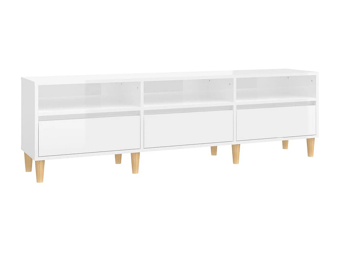 Glanzend wit TV-meubel 150x30x44,5 cm samengesteld hout
