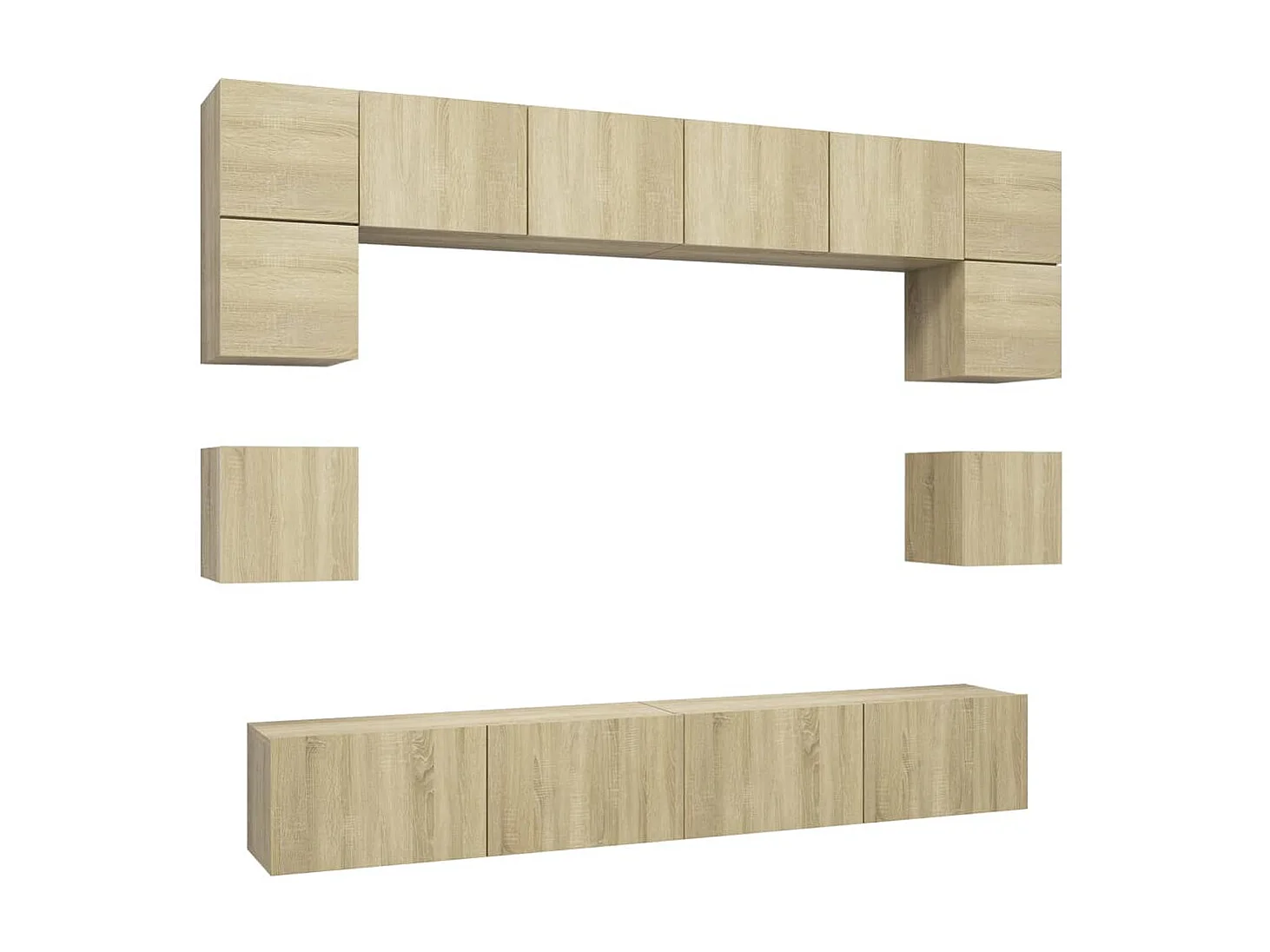 Set di mobili TV da 8 pezzi. Truciolato rovere Sonoma