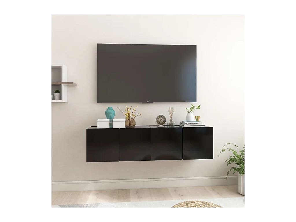 Hangende TV-kasten 2 stuks Zwart 60x30x30 cm