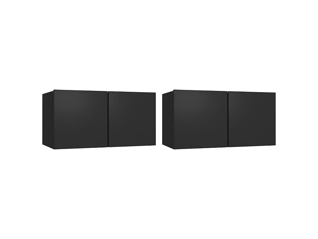 Hangende TV-kasten 2 stuks Zwart 60x30x30 cm
