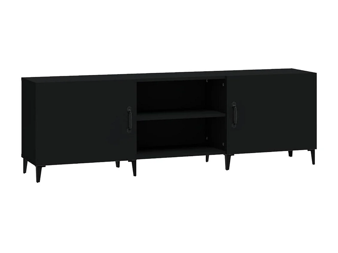 Meuble TV noir 150x30x50 cm bois d'ingénierie