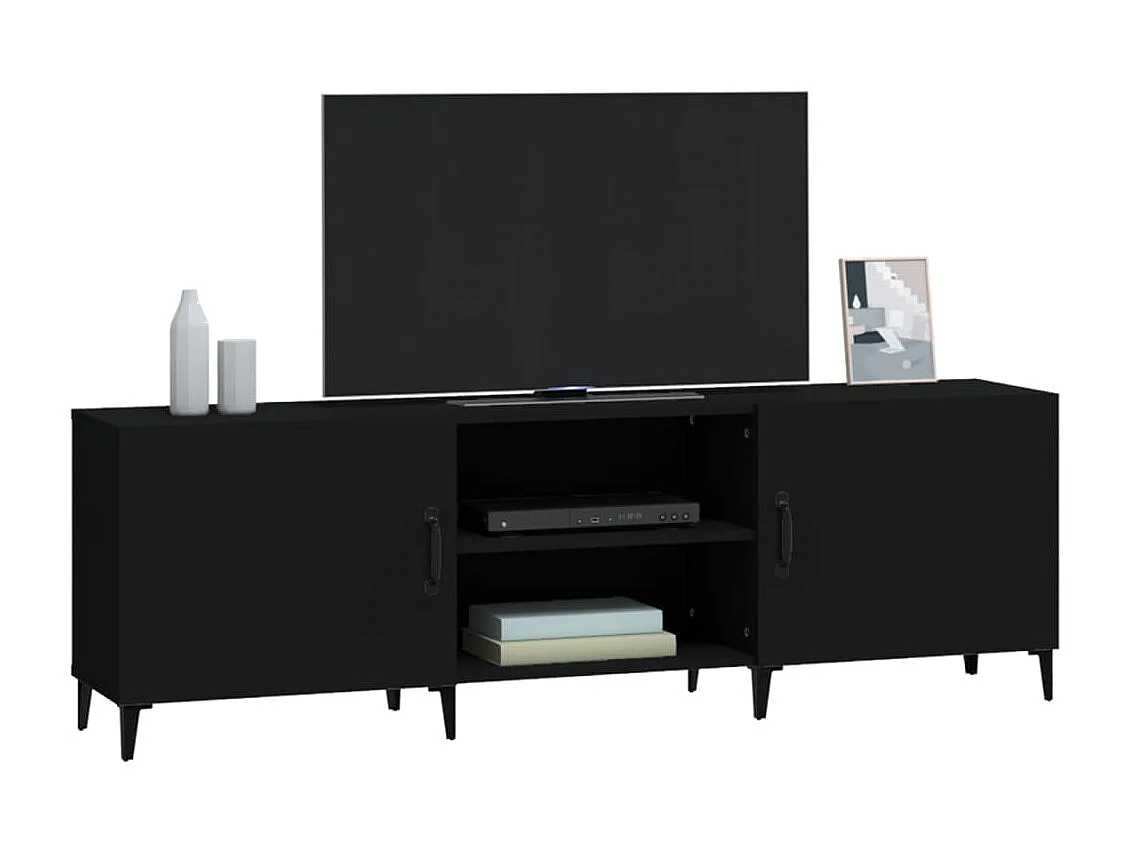 Meuble TV noir 150x30x50 cm bois d'ingénierie