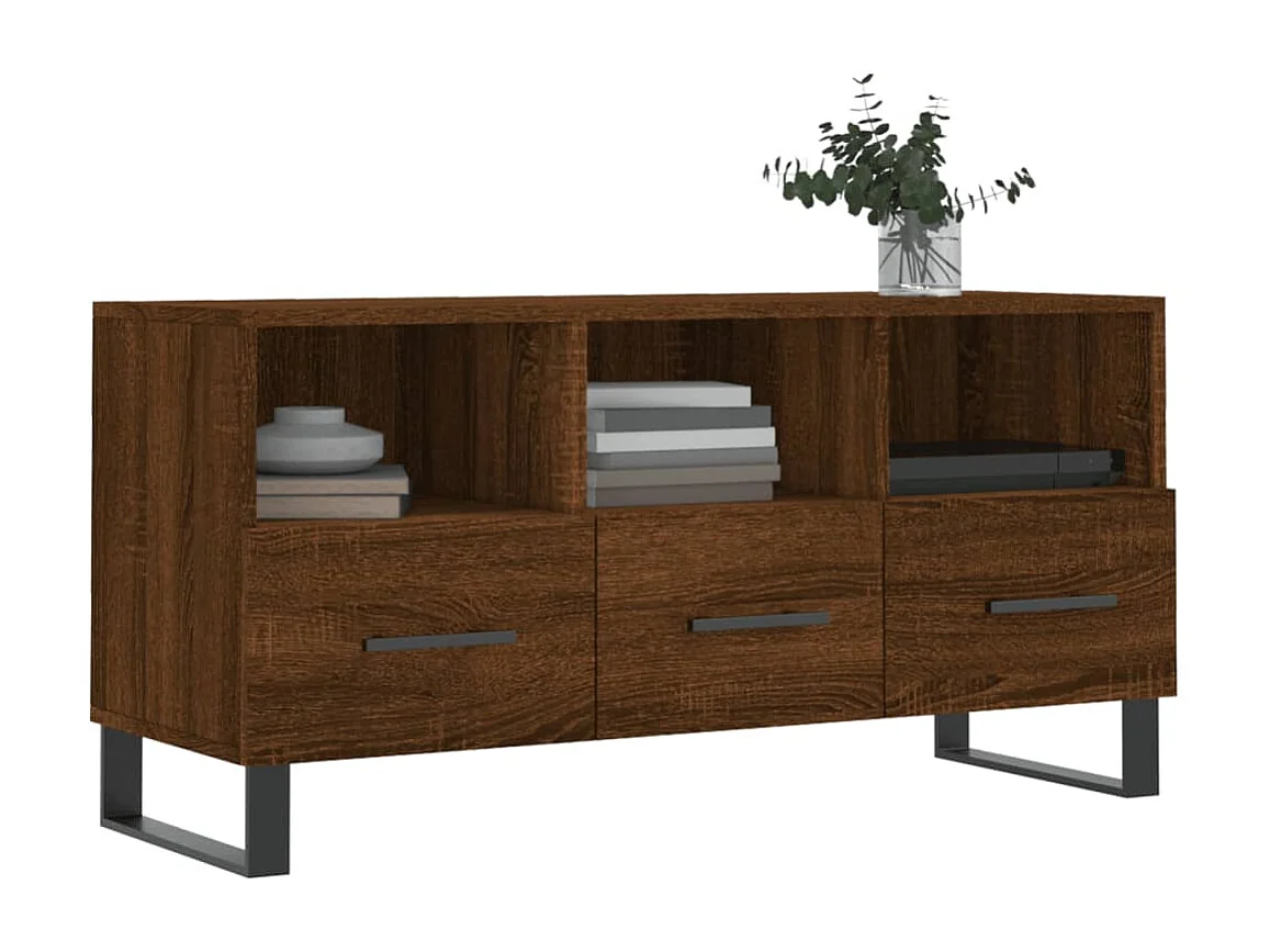 Meuble TV chêne marron 102x36x50 cm bois d'ingénierie