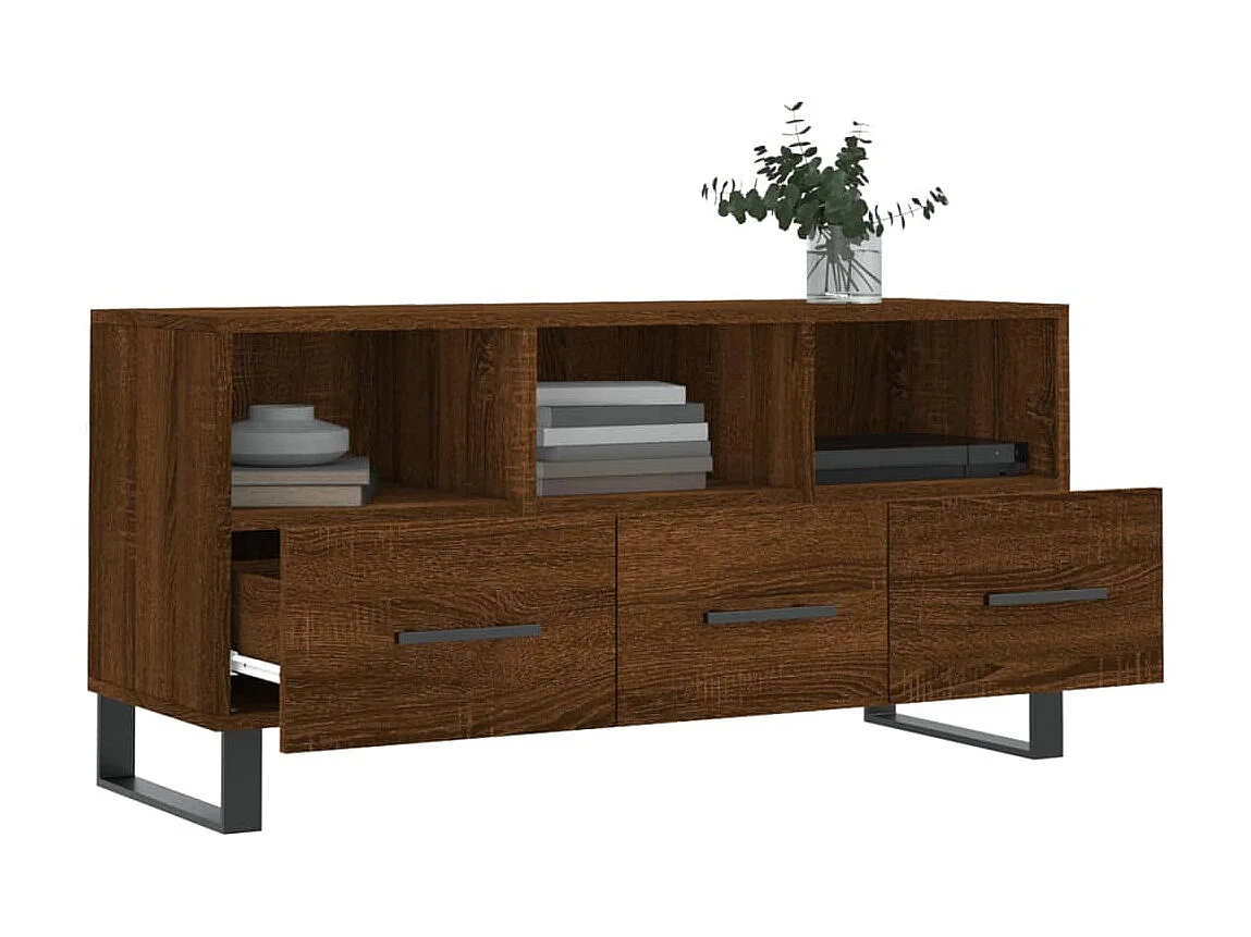 Meuble TV chêne marron 102x36x50 cm bois d'ingénierie