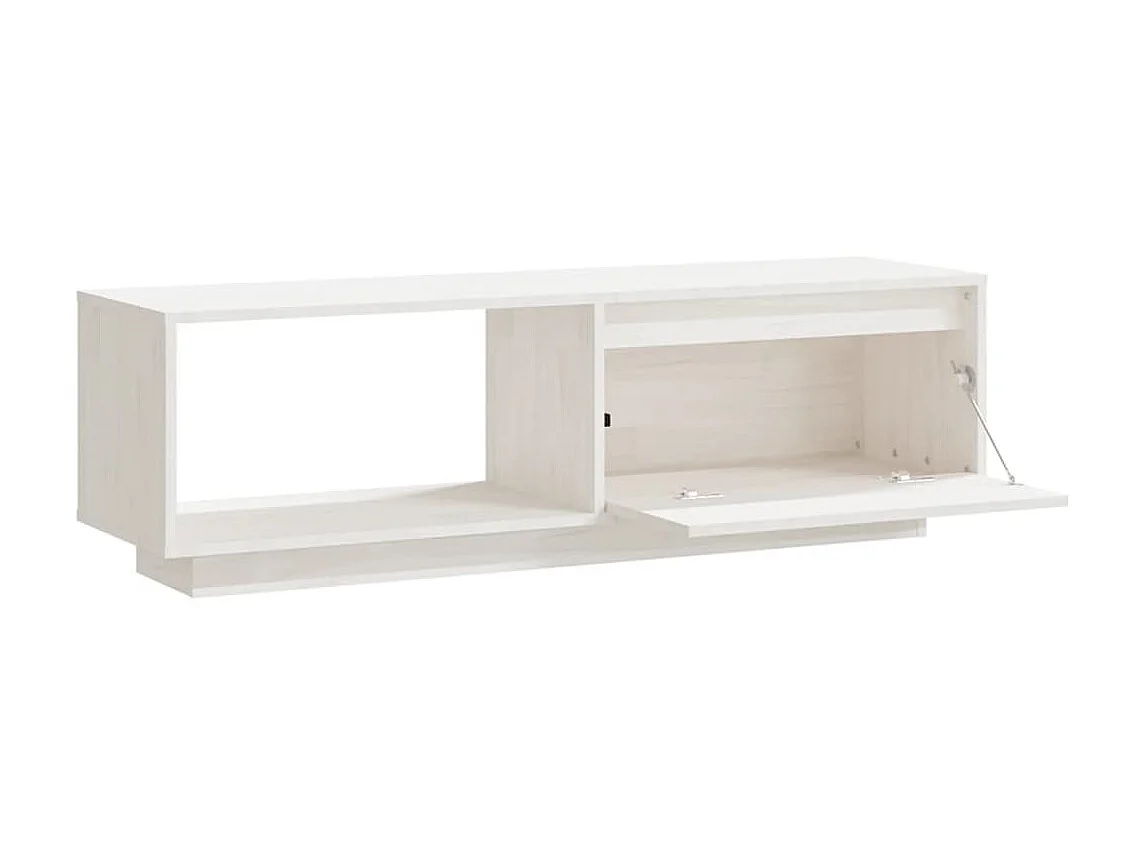 Meuble TV Blanc 110x30x33,5 cm Bois de pin massif
