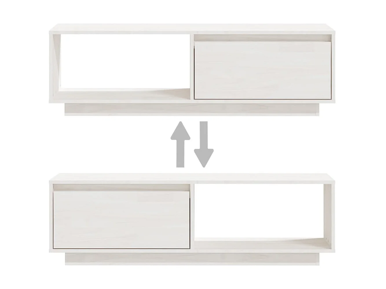 Meuble TV Blanc 110x30x33,5 cm Bois de pin massif
