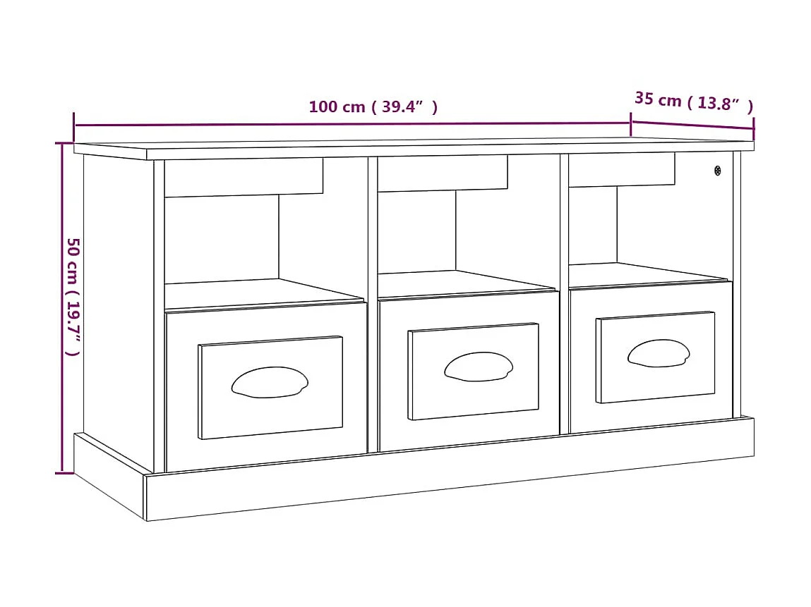 Mobile TV bianco lucido 100x35x50 cm in derivati del legno