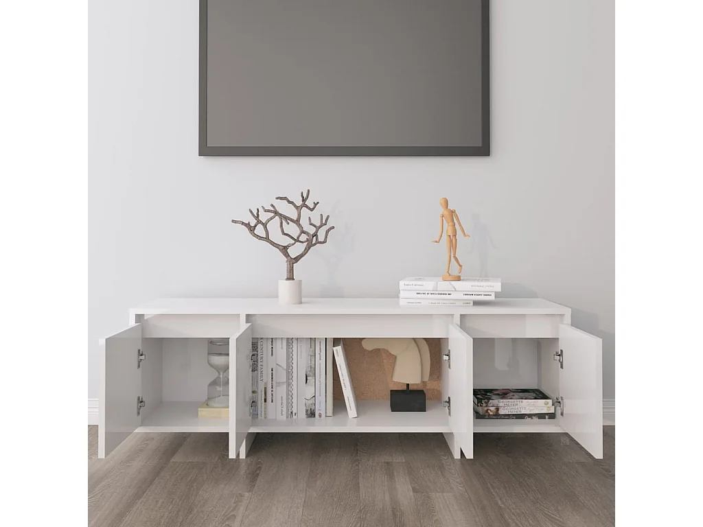 TV-Schrank Weiß glänzend 120x30x40,5 cm Spanplatte