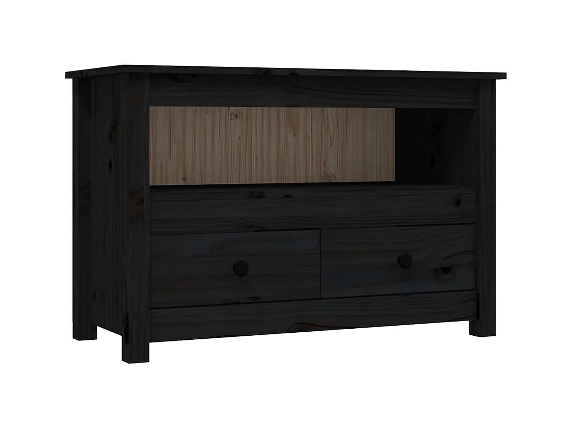 Zwart TV-meubel 79x35x52 cm Massief grenenhout