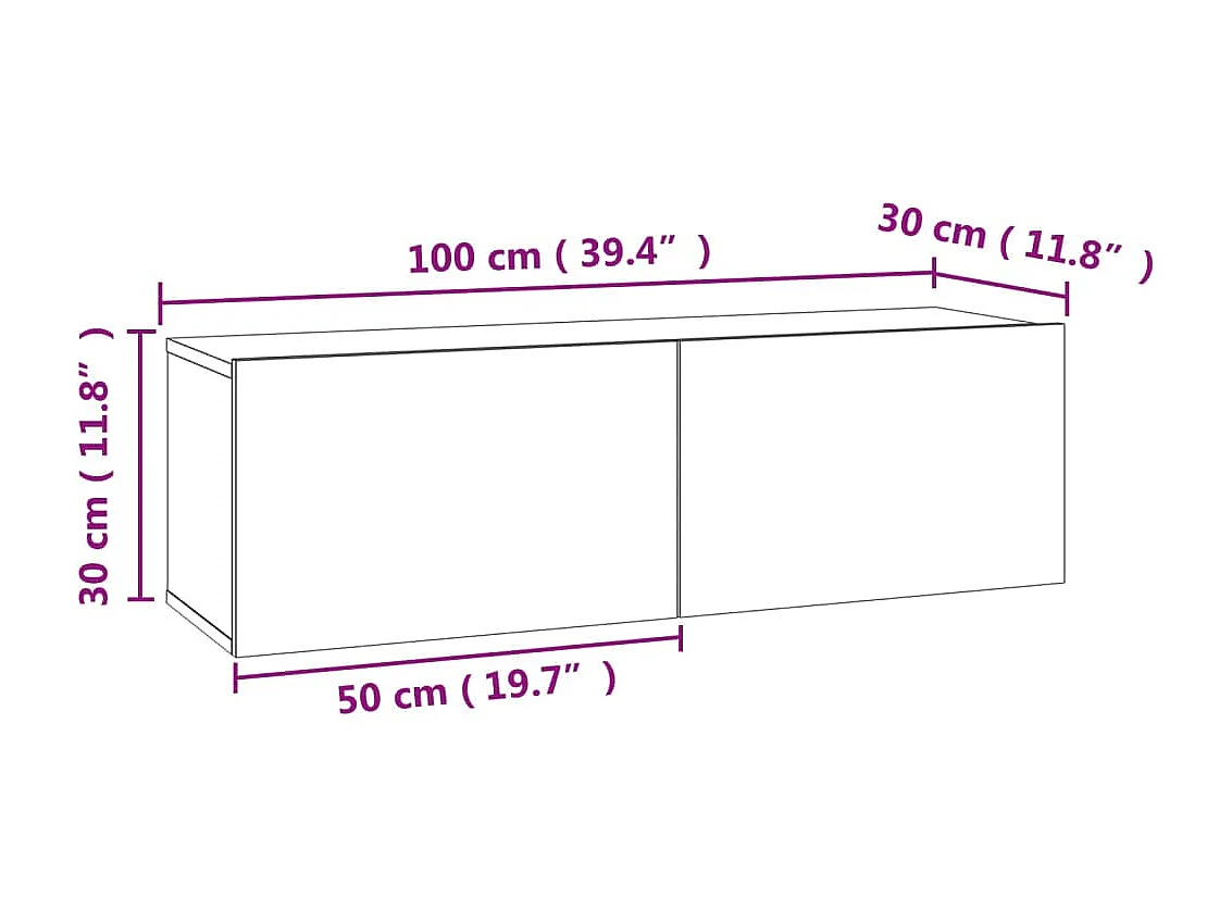 Meuble TV Gris béton 100x30x30 cm Aggloméré