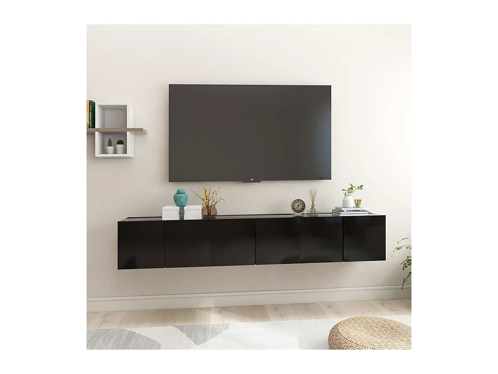 Meubles TV suspendus 3 pcs Noir 60x30x30 cm