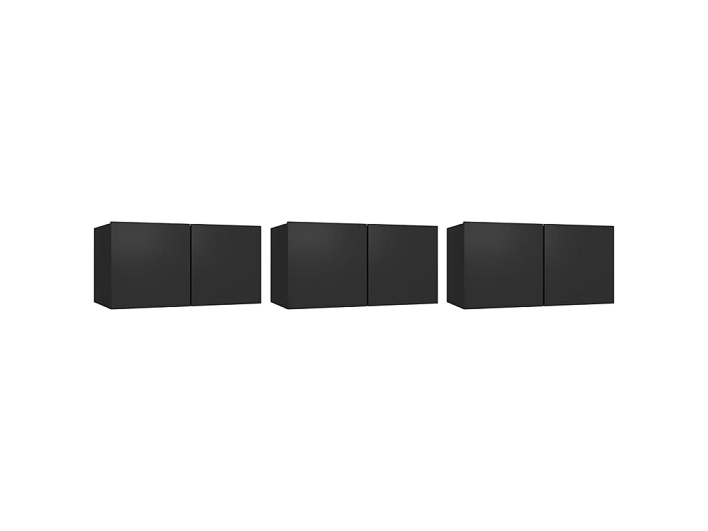 Meubles TV suspendus 3 pcs Noir 60x30x30 cm