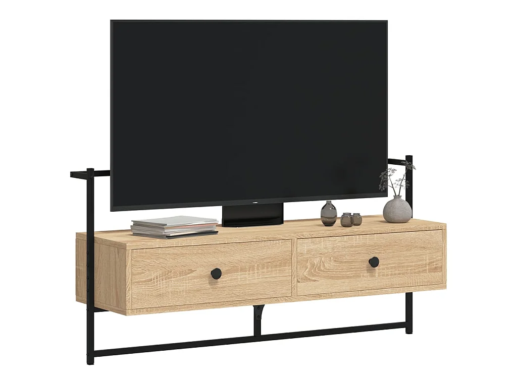 Mueble TV suspendido roble Sonoma 100,5x30x51 cm madera contrachapada