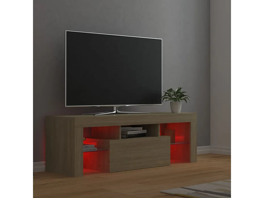 Meuble TV avec lumières LED chêne sonoma 120x35x40 cm