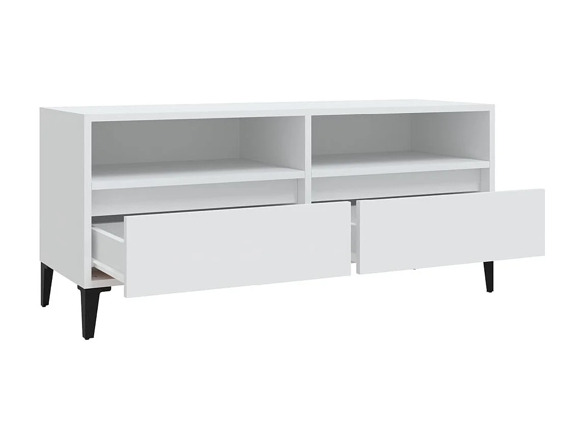 Meuble TV blanc 100x34,5x44,5 cm bois d'ingénierie