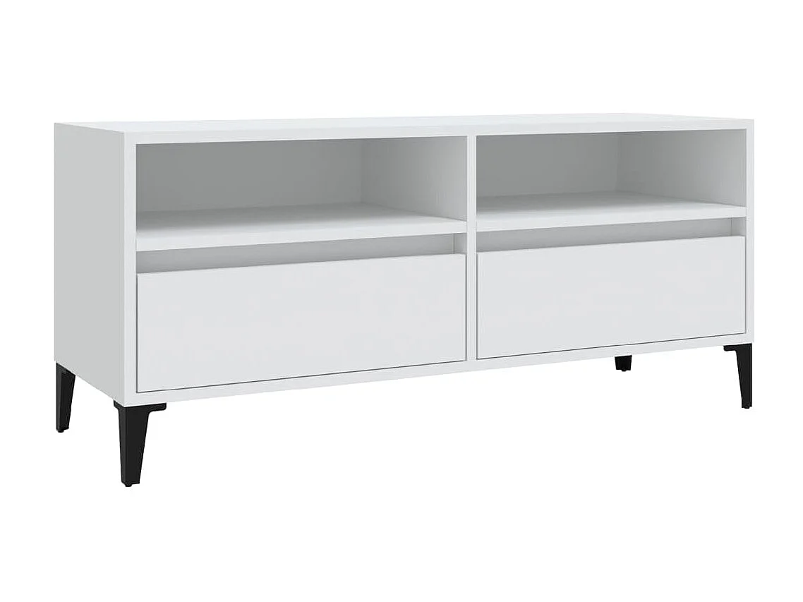 Meuble TV blanc 100x34,5x44,5 cm bois d'ingénierie