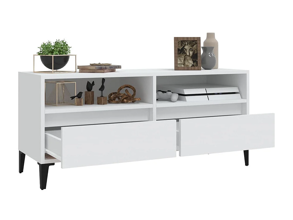 Meuble TV blanc 100x34,5x44,5 cm bois d'ingénierie