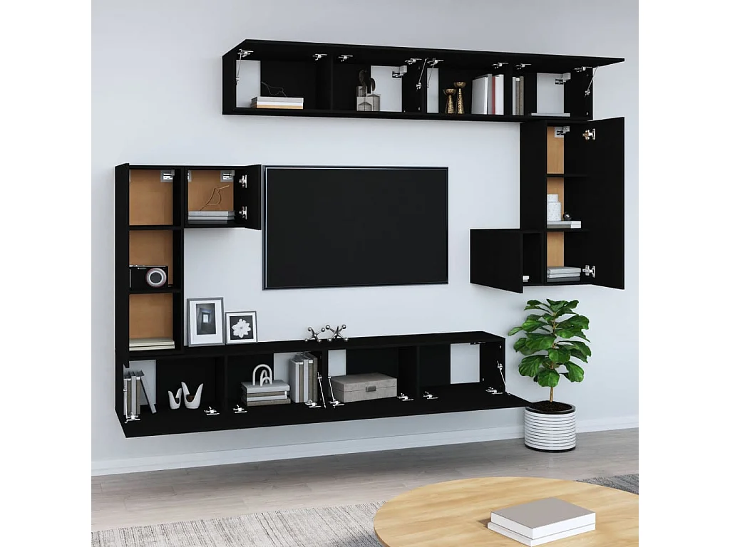Móvel de TV de parede preto Madeira sintética