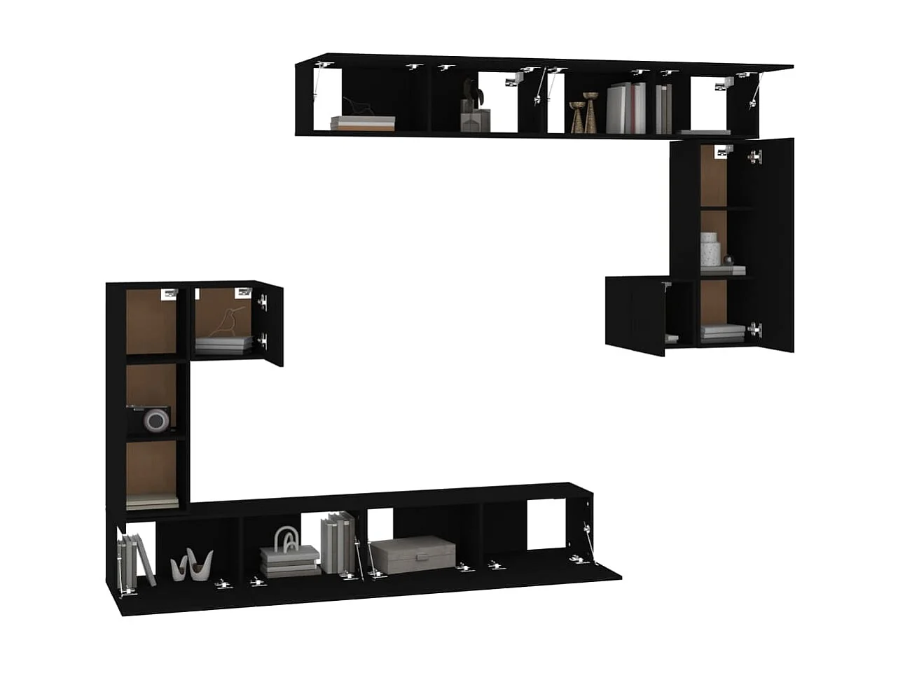 Móvel de TV de parede preto Madeira sintética