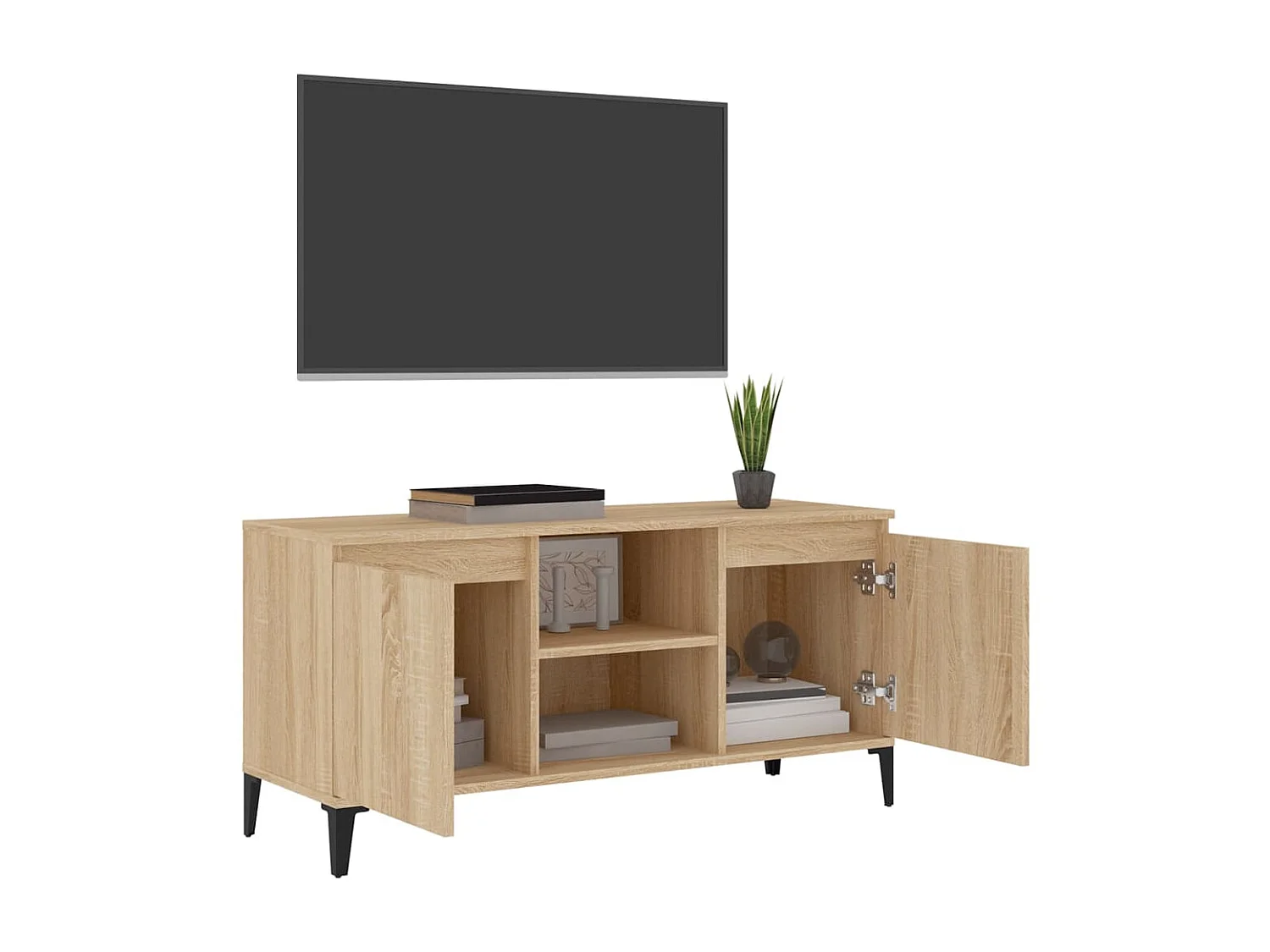 Meuble TV avec pieds en métal Chêne sonoma 103,5x35x50 cm