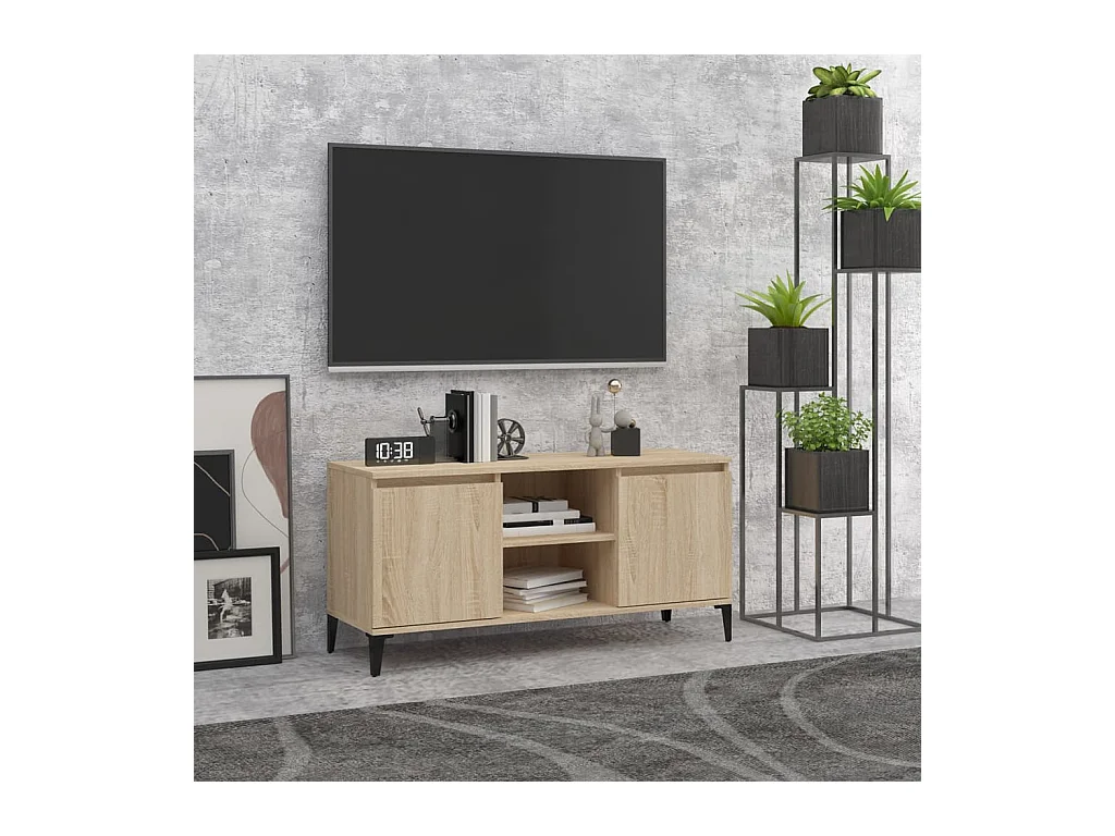 Meuble TV avec pieds en métal Chêne sonoma 103,5x35x50 cm