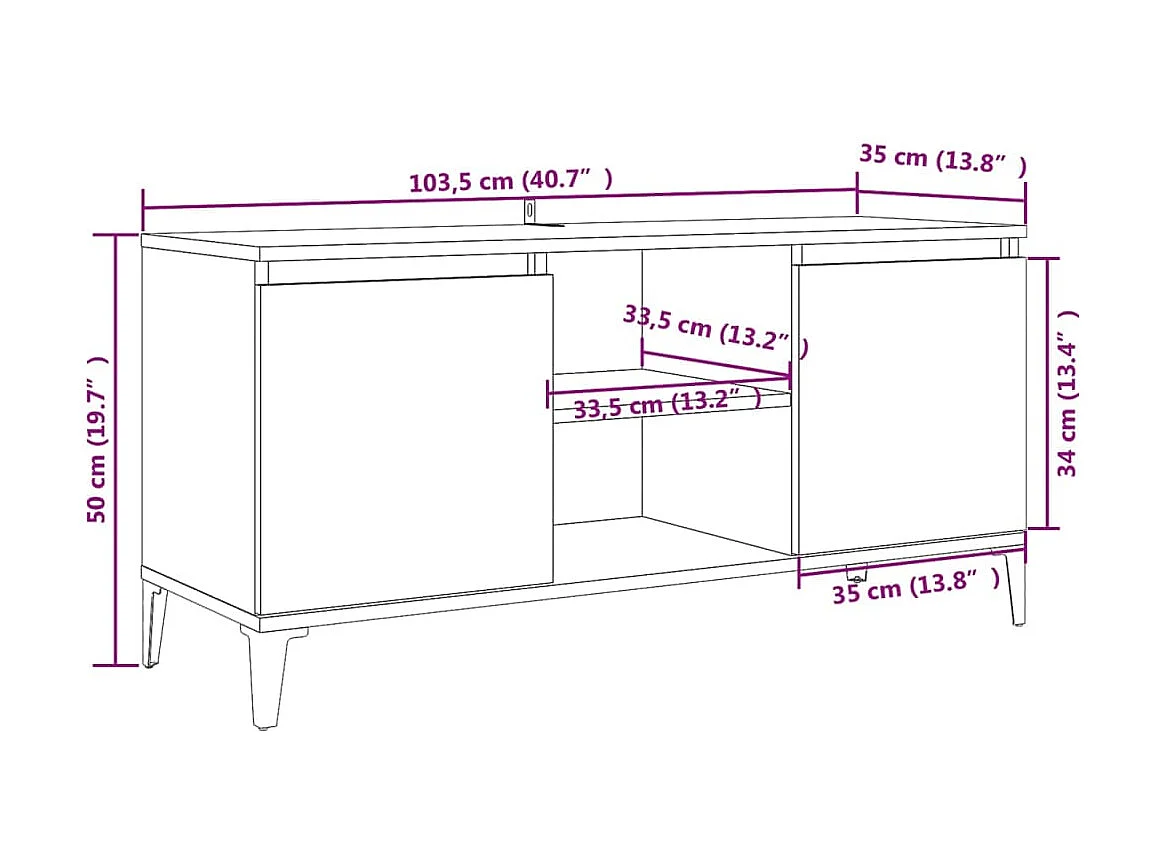 TV-Schrank mit Metallbeinen Sonoma-Eiche 103,5x35x50 cm