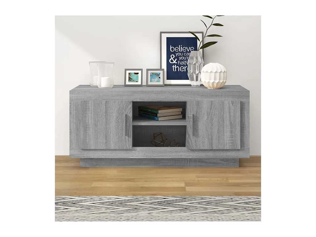 Meuble TV sonoma gris 102x35x45 cm bois d'ingénierie