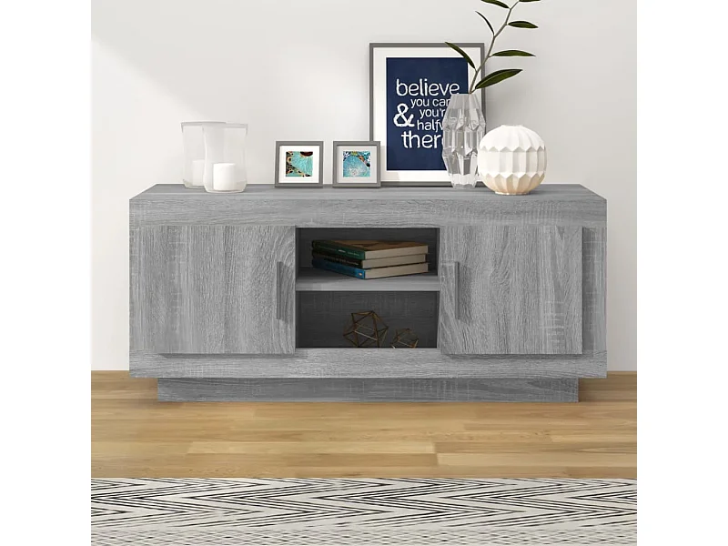 Mobile TV Sonoma grigio 102x35x45 cm in derivati del legno
