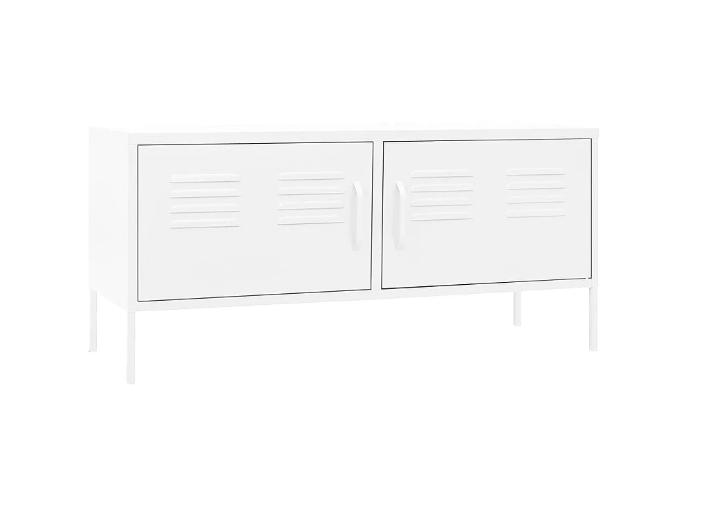 Meuble TV Blanc 105x35x50 cm Acier